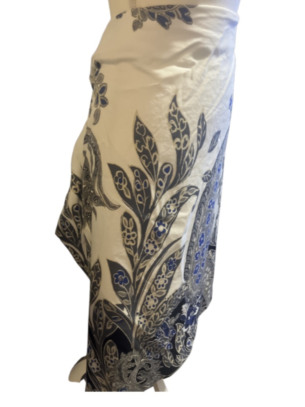 Lane Bryant The Modernist Collection Paisley Midi Skirt Blue Black White Size 28 - Picture 4 of 7